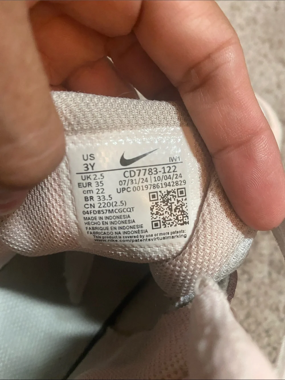 Nike Court Borough Hi Sneakers in Light Pink and White size 3Y